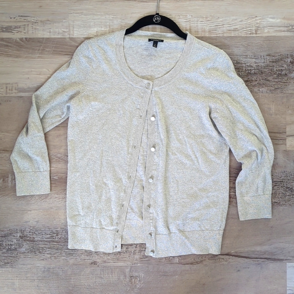 Talbot's Shimmer cardigan in silver, size small